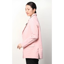 Pembe  Pamuk Blazer Ceket Kadın