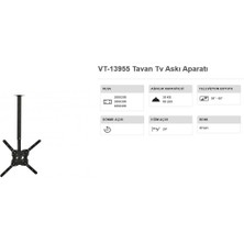 Vontech Vt 13955 Tv Askı Aparatı 39-65 Inç Tavan Tipi