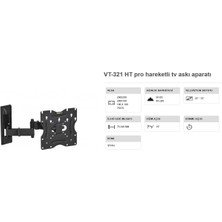 Vontech Vt 321 Ht Pro Tv Askı Aparatı 22-32 Inç Çift Kollu Haraketli Duvar Tipi