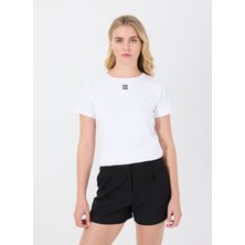 Hugo Bisiklet Yaka Düz Beyaz Kadın T-Shirt 50512002