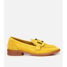 Hotiç Kadın Süet Deri Sarı Esnek Tabanlı Günlük Loafer