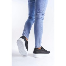 SLW155 Warrior Bağcıklı ve Fermuarlı Cilt Erkek Günlük Sneaker Ayakkabı Cbt - Siyah