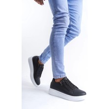 SLW155 Warrior Bağcıklı ve Fermuarlı Cilt Erkek Günlük Sneaker Ayakkabı Cbt - Siyah