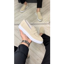 SLW180 Estilo x Bağcıksız Süet Erkek Günlük Spor Klasik Ayakkabı Sbt - Krem