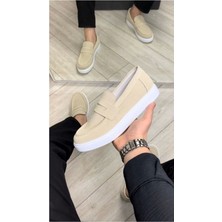 SLW180 Estilo x Bağcıksız Süet Erkek Günlük Spor Klasik Ayakkabı Sbt - Krem