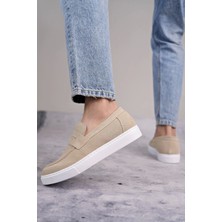 SLW180 Estilo x Bağcıksız Süet Erkek Günlük Spor Klasik Ayakkabı Sbt - Krem
