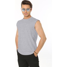 CHEISU Erkek Açık Grimelanj Bisiklet Yaka Tank Sıfır Kol Atlet %100 Pamuk T-Shirt