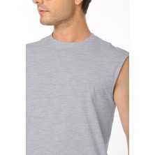 CHEISU Erkek Açık Grimelanj Bisiklet Yaka Tank Sıfır Kol Atlet %100 Pamuk T-Shirt
