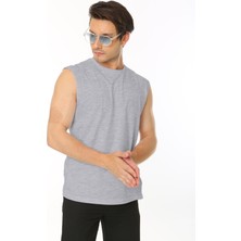 CHEISU Erkek Açık Grimelanj Bisiklet Yaka Tank Sıfır Kol Atlet %100 Pamuk T-Shirt