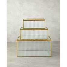 English Home Luxury Cam Dekoratif Kutu 30X20X15 cm Gold