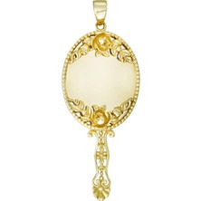 T51 Tuğrul Altın 14 Ayar Altın Ayna Kolye Ucu