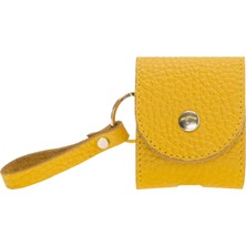 Apple Airpods 2.nesil Uyumlu Deri Kılıf Mai Snap FL12 Sarı