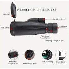 Okgoods Monoküler Teleskop Hd Zoom Uzun Menzilli Bak4 Prizma Kuş Gözlemciliği Için Açık Kamp Seyahat (Yurt Dışından)