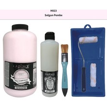 Cadence Mobilya Boyası -  Multisurface H - 023 Solgun Pembe 2000 ml Ultimate Vernik Mat 500 ml  Saten Rulo Set