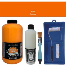 Cadence Mobilya Boyası -  Multisurface H - 012 Turuncu 2lt Ultimate Parlak Vernik 500 ml  Saten Rulo Set