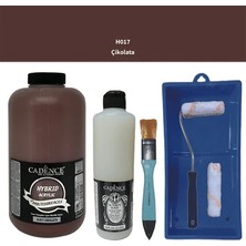 Cadence Mobilya Boyası -  Multisurface H - 017 Çikolata 2lt Ultimate Parlak Vernik 500 ml  Saten Rulo Set