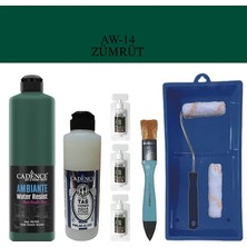 Cadence Fayans Tezgah B - Ambiente Islak Zemin Aw - 14 Zümrüt 500 ml Katalizör 30 gr Taş Vernik 250  Saten Rulo Set