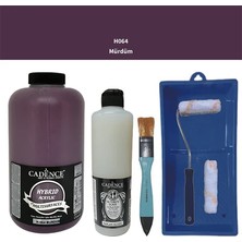 Cadence Mobilya Boyası -  Multisurface H - 064 Mürdüm 2lt Ultimate Parlak Vernik 500 ml  Saten Rulo Set