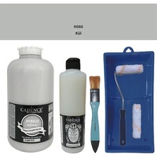 Cadence Mobilya Boyası -  Multisurface H - 086 Kül 2lt Ultimate Parlak Vernik 500 ml  Saten Rulo Set