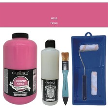 Cadence Mobilya Boyası -  Multisurface H - 025 Fuşya 2lt Ultimate Parlak Vernik 500 ml  Saten Rulo Set