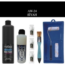 Cadence Fayans Tezgah B - Ambiente Islak Zemin Aw - 24 Siyah 500 ml Katalizör 30 gr Taş Vernik 250  Saten Rulo Set