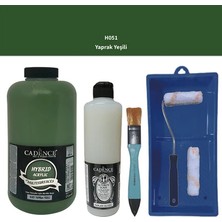 Cadence Mobilya Boyası -  Multisurface H - 051 Yaprak Yeşil 2lt Ultimate Parlak Vernik 500 ml  Saten Rulo Set