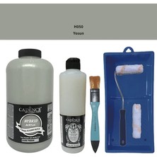 Cadence Mobilya Boyası -  Multisurface H - 050 Yosun 2lt Ultimate Parlak Vernik 500 ml  Saten Rulo Set