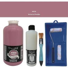 Cadence Mobilya Boyası -  Multisurface H - 028 V Pembe 2lt Ultimate Parlak Vernik 500 ml  Saten Rulo Set