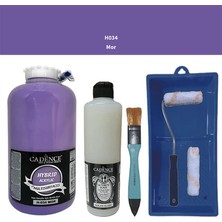 Cadence Mobilya Boyası -  Multisurface H - 034 Mor 2lt Ultimate Parlak Vernik 500 ml  Saten Rulo Set