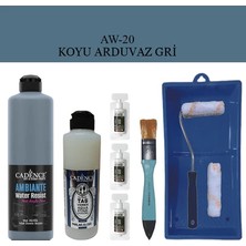 Cadence Fayans Tezgah B - Ambiente Islak Zemin Aw - 20 Koyu Arduvaz gr I 500 ml Katalizör 30 gr Taş Vernik 250  Saten Rulo Set