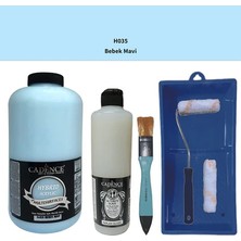 Cadence Mobilya Boyası -  Multisurface H - 035 Bebek Mavi 2lt Ultimate Parlak Vernik 500 ml  Saten Rulo Set