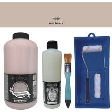 Cadence Mobilya Boyası -  Multisurface H - 020 Yeni Mocca 2lt Ultimate Parlak Vernik 500 ml  Saten Rulo Set