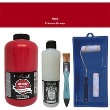 Cadence Mobilya Boyası -  Multisurface H - 053 Crımson Kırmızı 2lt Ultimate Parlak Vernik 500 ml  Saten Rulo Set