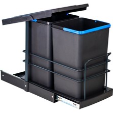 Pyramith Antrasit 12+12 Litre Teleskopik Raylı Çöp Kovası (P-9153)