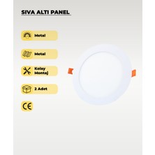 AC Aydınlatma 12W Sıva Altı Yuvarlak Slim LED Panel 3200K Sarı Işık 2 Adet