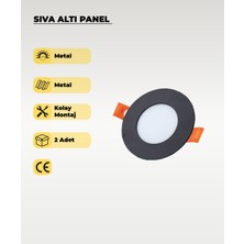 AC Aydınlatma 3W Siyah Sıva Altı Yuvarlak Slim LED Panel Beyaz Işık 2 Adet