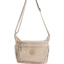 Sanmorris Kadın Çok Gözlü Suya Dayanıklı Paraşüt Kumaş Kum Renkli Ayarlanabilir Çapraz Askılı Omuz Çantası