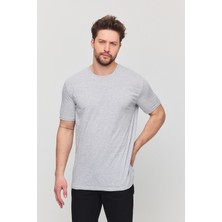  Erkek Pamuk Slim Fit Dar Kesim Bisiklet Yaka Basic Tişört