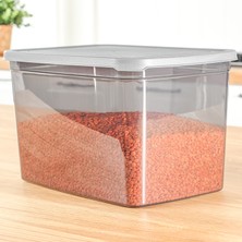 1 Adet Derin Erzak Saklama Kabı - Büyük Boy Gıda Un Bakliyat Kabı Erzak Kutusu Antrasit 5300 ml