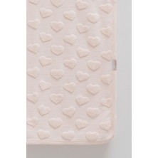 %100 Doğal Pamuk (85-90CM) Bebek Battaniye Kalp Desenli Renk-Pembe