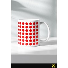 Nilizma Kırmızı Renkli Dot Nokta Desenli Kupa Bardak 330 ml