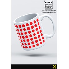 Nilizma Kırmızı Renkli Dot Nokta Desenli Kupa Bardak 330 ml