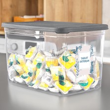 Mega Boy Deterjan Saklama Kutusu - Etiketli Banyo Tablet Toz Deterjan Kutusu 5,3 Litre Şeffaf