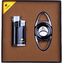 Cohiba Siyah-Gümüş Çakmak Kesici Ikili Puro Seti
