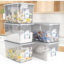 5'li Mega Boy Deterjan Saklama Kutusu - Dikdörtgen Toz Tablet Deterjan Kutusu Antrasit 5,3 Litre