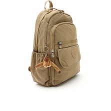 Sanmorris Unisex Suya Dayanıklı Kumaş Laptop Bölmeli Bej Renkli Büyük Boy Okul Seyahat Sırt Çantası
