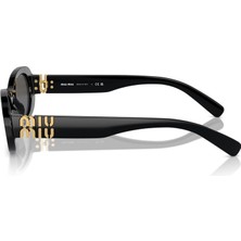Miu Miu 06ZS 1AB5S0 50 Kadın Oval Siyah Kemik Güneş Gözlüğü