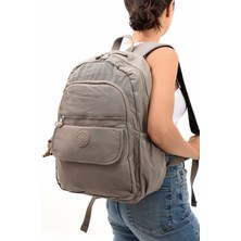 Sanmorris Unisex Suya Dayanıklı Kumaş Laptop Bölmeli Büyük Boy Vizon Renkli Okul Seyahat Sırt Çantası