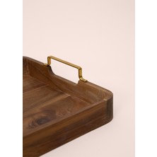 The Mia Natura Metal Kollu Akasya Tepsi 45X30 cm