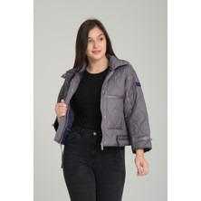 G-FOX Kadın Kapitone Desenli, Kuşaklı ve Çift Cepli Spor Kısa Şişme Mont 8828